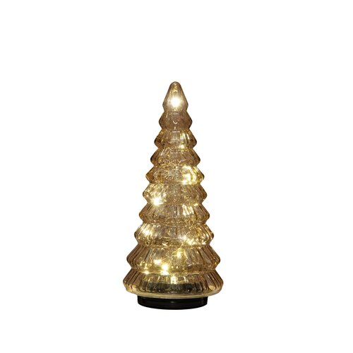 Anna's Collection Kerstboompje glas draaiend LED - D13,3xH30cm Amber - afbeelding 1