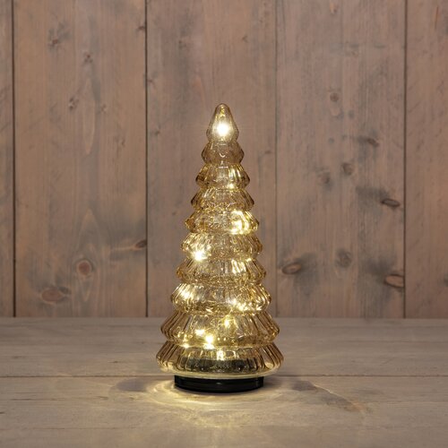 Anna's Collection Kerstboompje glas draaiend LED - D13,3xH30cm Amber - afbeelding 2