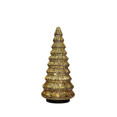 Anna's Collection Kerstboompje glas draaiend LED - D13,3xH30cm Metallic goud - afbeelding 1