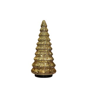 Anna's Collection Kerstboompje glas draaiend LED - D13,3xH30cm Metallic goud - afbeelding 1