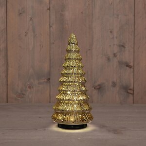 Anna's Collection Kerstboompje glas draaiend LED - D13,3xH30cm Metallic goud - afbeelding 2