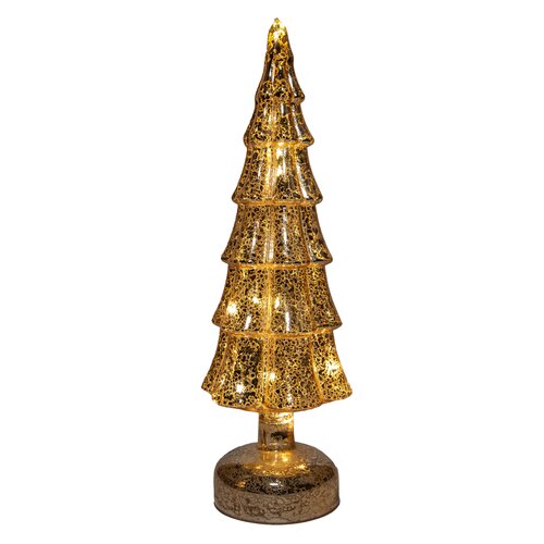 Anna's Collection Kerstboompje glas goud met verlichting - Ø 11 x H 34 cm