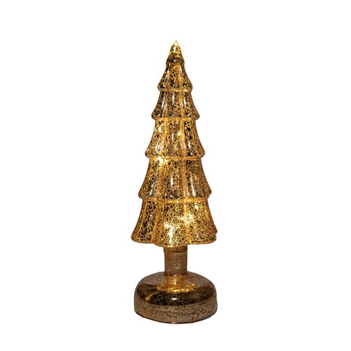 Anna's Collection Kerstboompje glas goud met verlichting - Ø 9,5 x H 27,5 cm