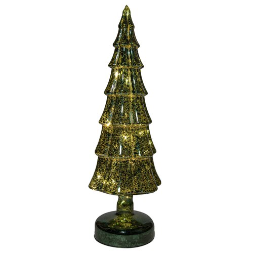 Anna's Collection Kerstboompje glas groen met verlichting - Ø 11 x H 34 cm