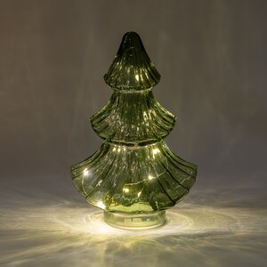 Anna's Collection Kerstboompje glas groen met verlichting - D 15,5 x H 24 cm - afbeelding 3