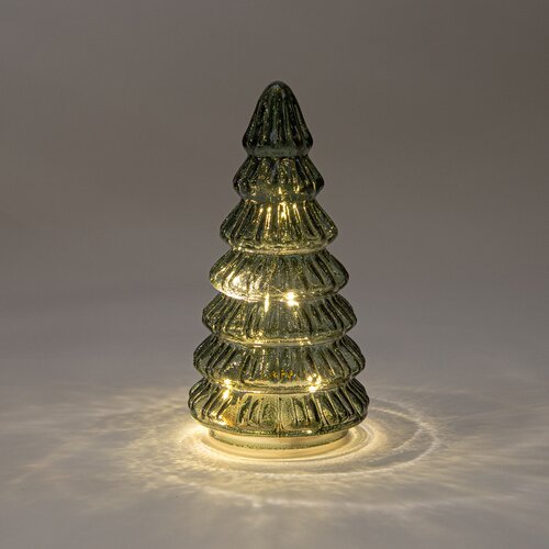 Anna's Collection Kerstboompje glas groen met verlichting - D 9 x H 18,5 cm - afbeelding 3