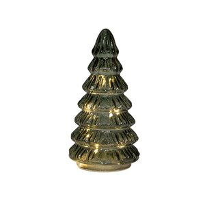 Anna's Collection Kerstboompje glas groen met verlichting - D 9 x H 18,5 cm - afbeelding 1