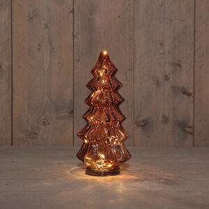 Anna's Collection Kerstboompje glas LED - B13,5xH26cm Bordeaux - afbeelding 2