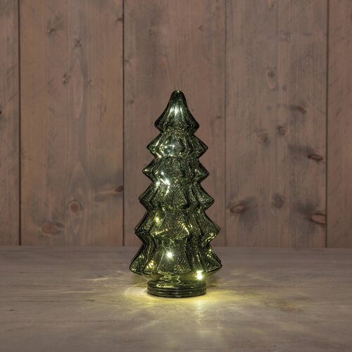 Anna's Collection Kerstboompje glas LED - B13,5xH26cm Groen - afbeelding 2