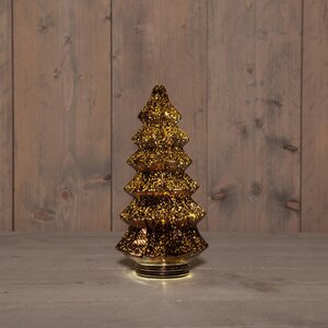 Anna's Collection Kerstboompje glas LED - B13,5xH26cm Metallic brons - afbeelding 2