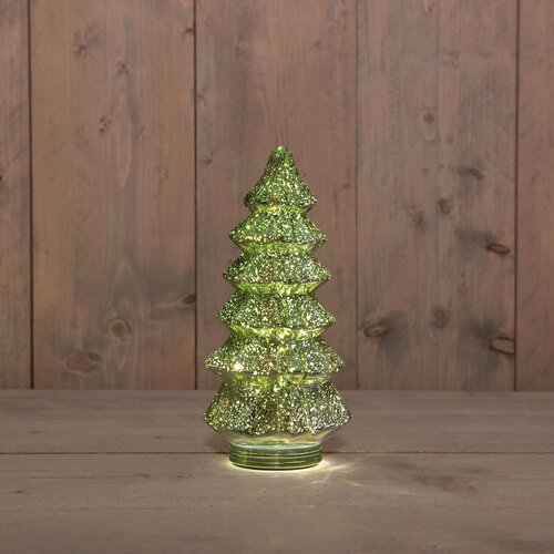 Anna's Collection Kerstboompje glas LED - B13,5xH26cm Metallic groen - afbeelding 2