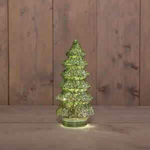 Anna's Collection Kerstboompje glas LED - B13,5xH26cm Metallic groen - afbeelding 2