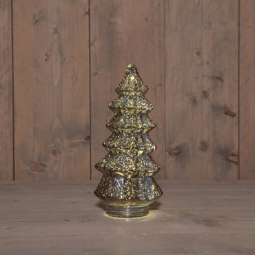 Anna's Collection Kerstboompje glas LED - B13,5xH26cm Metallic antraciet - afbeelding 2