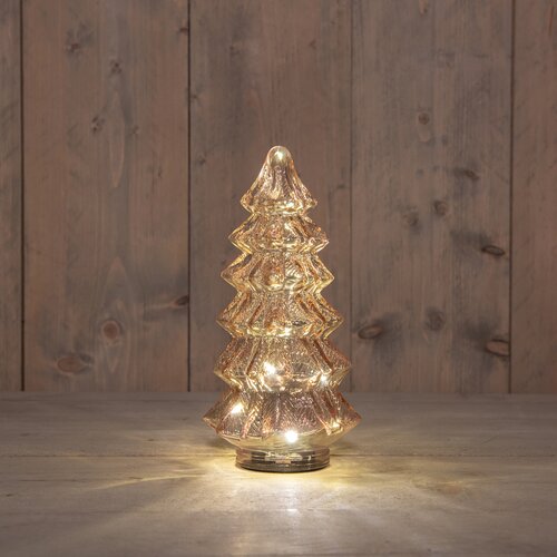 Anna's Collection Kerstboompje glas LED - B13,5xH26cm Roze - afbeelding 2