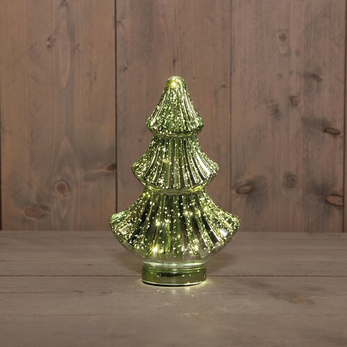 Anna's Collection Kerstboompje glas LED - B9,5xH15,5cm Metallic groen