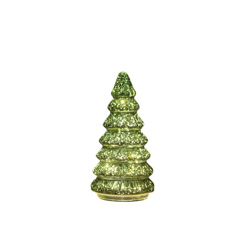 Anna's Collection Kerstboompje glas LED - B9,5xH18,5cm Metallic groen - afbeelding 1