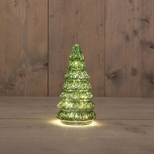 Anna's Collection Kerstboompje glas LED - B9,5xH18,5cm Metallic groen - afbeelding 2