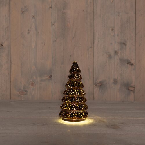 Anna's Collection Kerstboompje glas metallic brons met verlichting - D 9,5 x H 18,5 cm - afbeelding 2