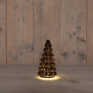 Anna's Collection Kerstboompje glas metallic brons met verlichting - D 9,5 x H 18,5 cm - afbeelding 2