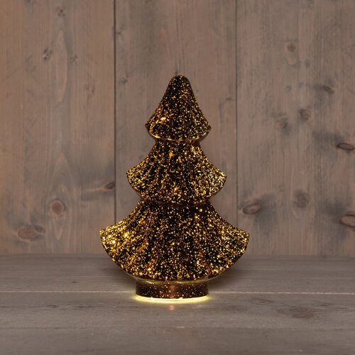 Anna's Collection Kerstboompje glas metallic brons met verlichting - D 15,5 x H 24 cm - afbeelding 2