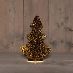 Anna's Collection Kerstboompje glas metallic brons met verlichting - D 15,5 x H 24 cm - afbeelding 2