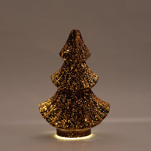 Anna's Collection Kerstboompje glas metallic brons met verlichting - D 15,5 x H 24 cm - afbeelding 3