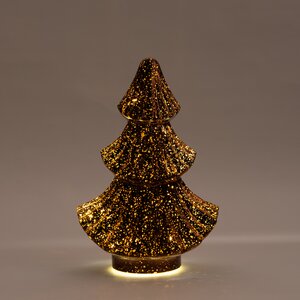 Anna's Collection Kerstboompje glas metallic brons met verlichting - D 15,5 x H 24 cm - afbeelding 3