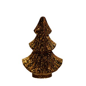 Anna's Collection Kerstboompje glas metallic brons met verlichting - D 15,5 x H 24 cm - afbeelding 1