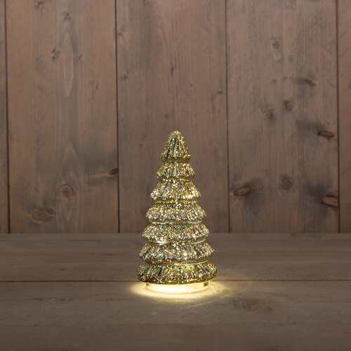 Anna's Collection Kerstboompje glas metallic goud met verlichting - D 9,5 x H 18,5 cm - afbeelding 2
