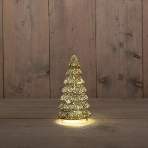 Anna's Collection Kerstboompje glas metallic goud met verlichting - D 9,5 x H 18,5 cm - afbeelding 2