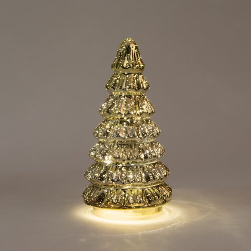 Anna's Collection Kerstboompje glas metallic goud met verlichting - D 9,5 x H 18,5 cm - afbeelding 3