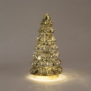 Anna's Collection Kerstboompje glas metallic goud met verlichting - D 9,5 x H 18,5 cm - afbeelding 3