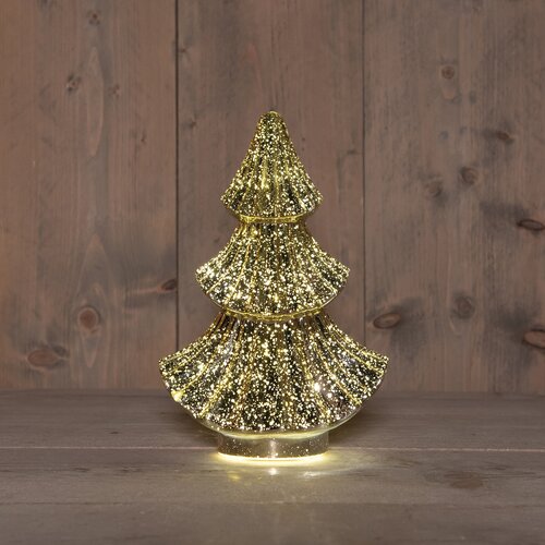 Anna's Collection Kerstboompje glas metallic goud met verlichting - D 15,5 x H 24 cm - afbeelding 2