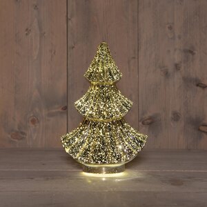 Anna's Collection Kerstboompje glas metallic goud met verlichting - D 15,5 x H 24 cm - afbeelding 2