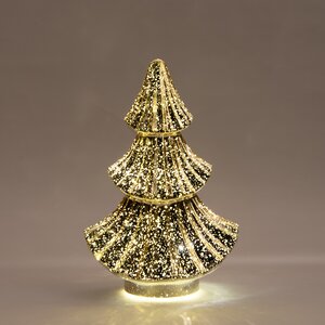 Anna's Collection Kerstboompje glas metallic goud met verlichting - D 15,5 x H 24 cm - afbeelding 3