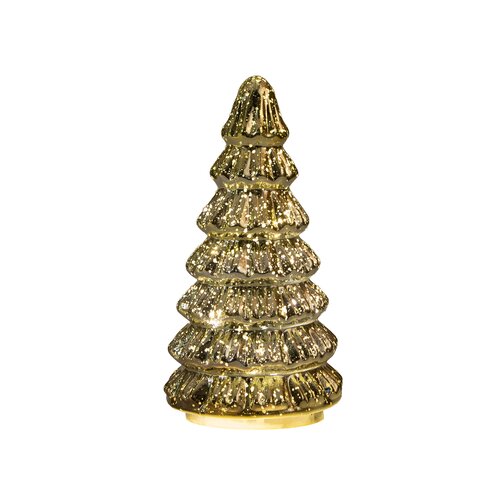 Anna's Collection Kerstboompje glas metallic goud met verlichting - Ø 9,5 x H 18,5 cm