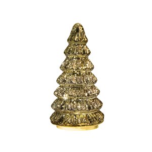 Anna's Collection Kerstboompje glas metallic goud met verlichting - D 9,5 x H 18,5 cm - afbeelding 1