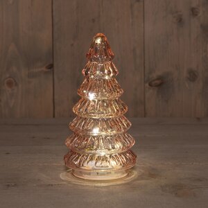 Anna's Collection Kerstboompje glas roze met verlichting - D 9 x H 18,5 cm - afbeelding 2