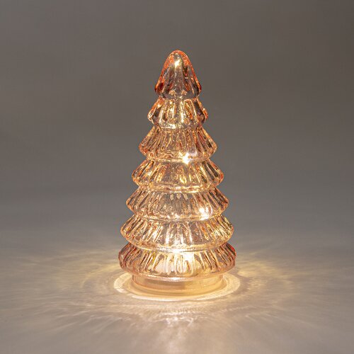 Anna's Collection Kerstboompje glas roze met verlichting - D 9 x H 18,5 cm - afbeelding 3