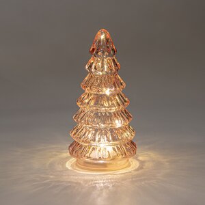 Anna's Collection Kerstboompje glas roze met verlichting - D 9 x H 18,5 cm - afbeelding 3