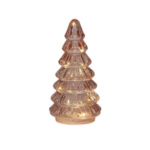 Anna's Collection Kerstboompje glas roze met verlichting - D 9 x H 18,5 cm - afbeelding 1