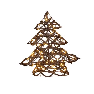 Anna's Collection Kerstboompje jute en katoen LED - H30cm Naturel - afbeelding 1