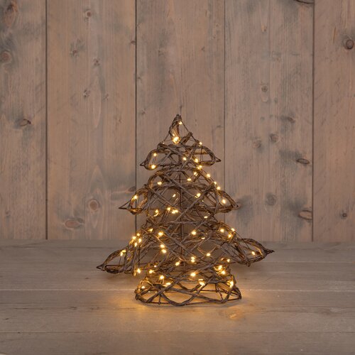 Anna's Collection Kerstboompje jute en katoen LED - H30cm Naturel - afbeelding 2
