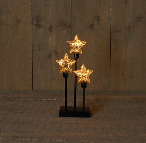 Anna's Collection Kerststerren op standaard zwart - B 14,5 x D 7 x H 32 cm - afbeelding 2
