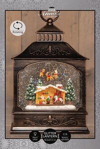 Anna's Collection Lantaarn kerstman draaiend glitterwater - afbeelding 3