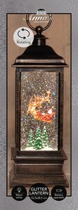 Anna's Collection Lantaarn rendier draaiend - B10,5xH28,5cm Zwart met goud - afbeelding 3