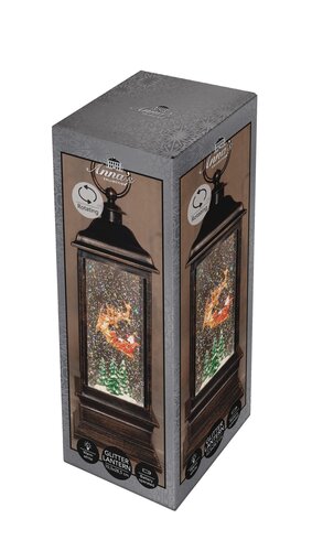 Anna's Collection Lantaarn rendier draaiend - B10,5xH28,5cm Zwart met goud - afbeelding 1
