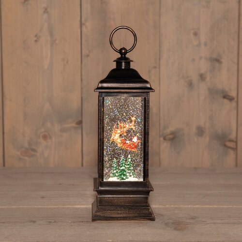 Anna's Collection Lantaarn rendier draaiend - B10,5xH28,5cm Zwart met goud - afbeelding 2