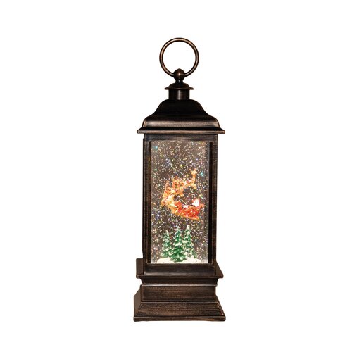 Anna's Collection Lantaarn rendier draaiend - B10,5xH28,5cm Zwart met goud - afbeelding 4