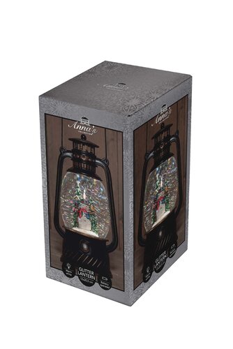 Anna's Collection Lantaarn sneeuwpop - H20,5cm Zwart - afbeelding 2